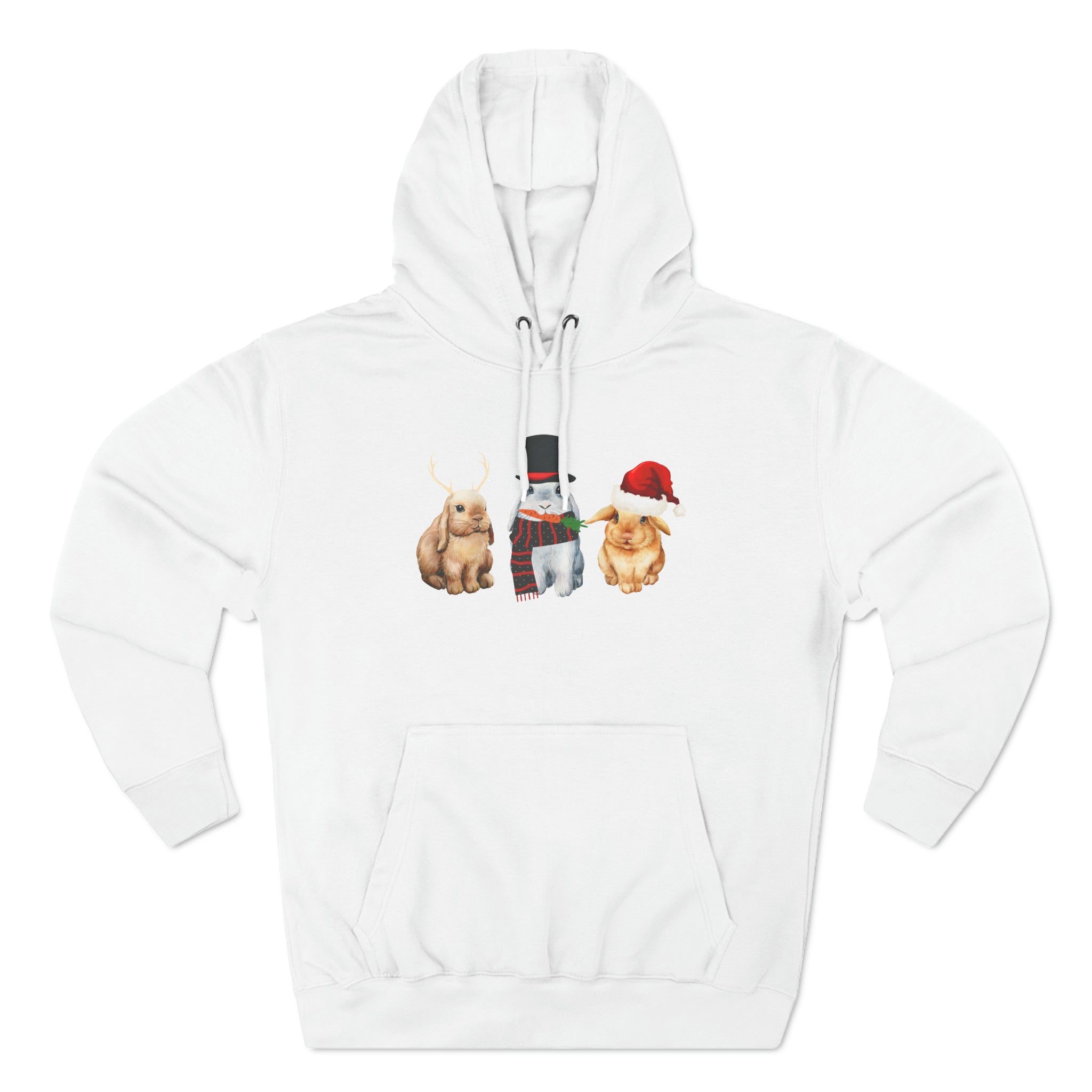 Christmas Bunny Trio Premium Pullover Hoodie