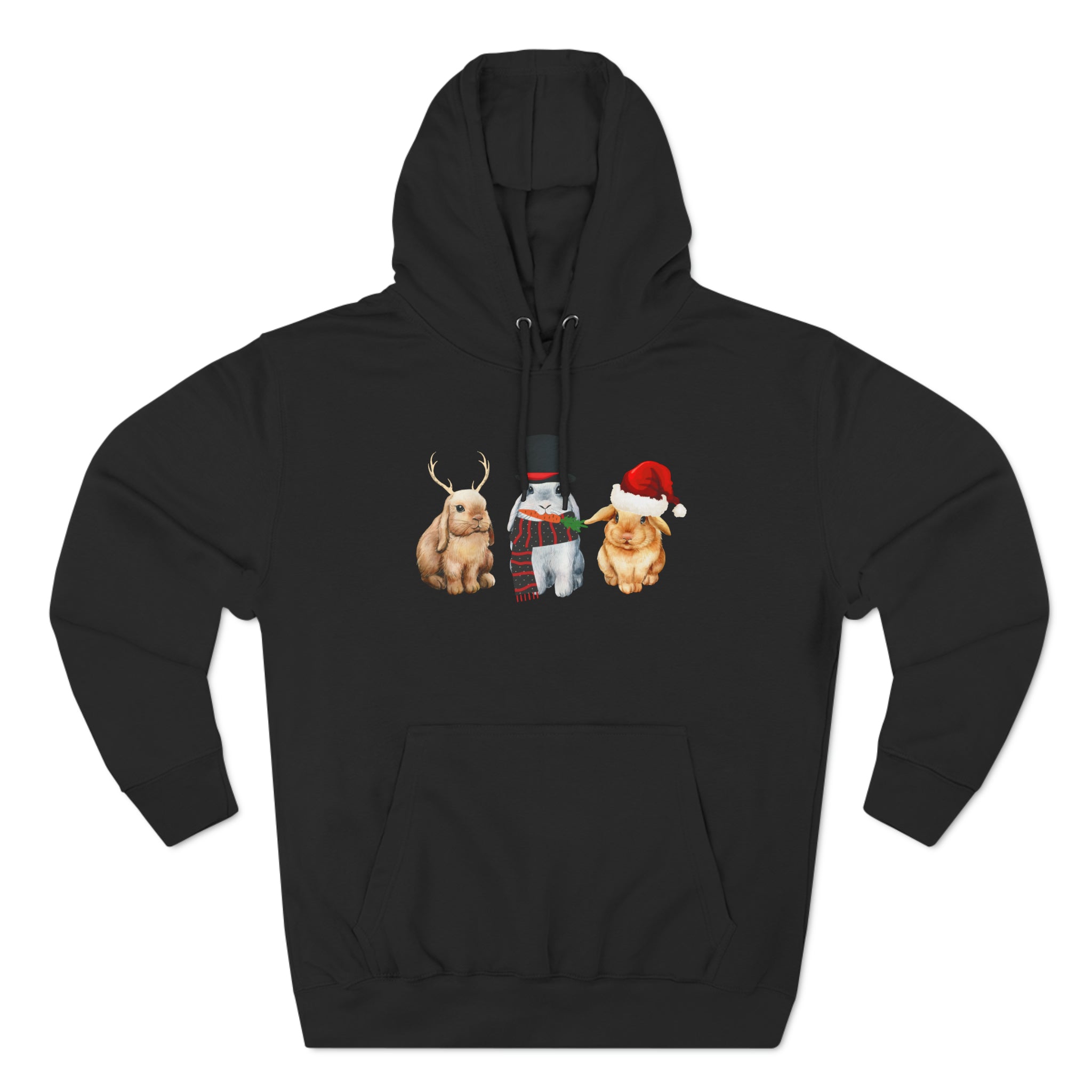 Christmas Bunny Trio Premium Pullover Hoodie