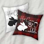Load image into Gallery viewer, Hot Cocoa and Bunny Cuddles Pillow

