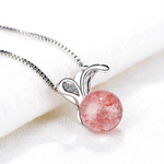 Load image into Gallery viewer, Strawberry Quartz Bunny Necklace
