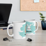 Load image into Gallery viewer, Peace Love Bunnies Teal on White Ceramic Mug 11oz
