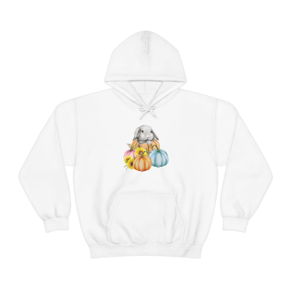 Watercolor Lop Bunny and Pumpkins Hoodie
