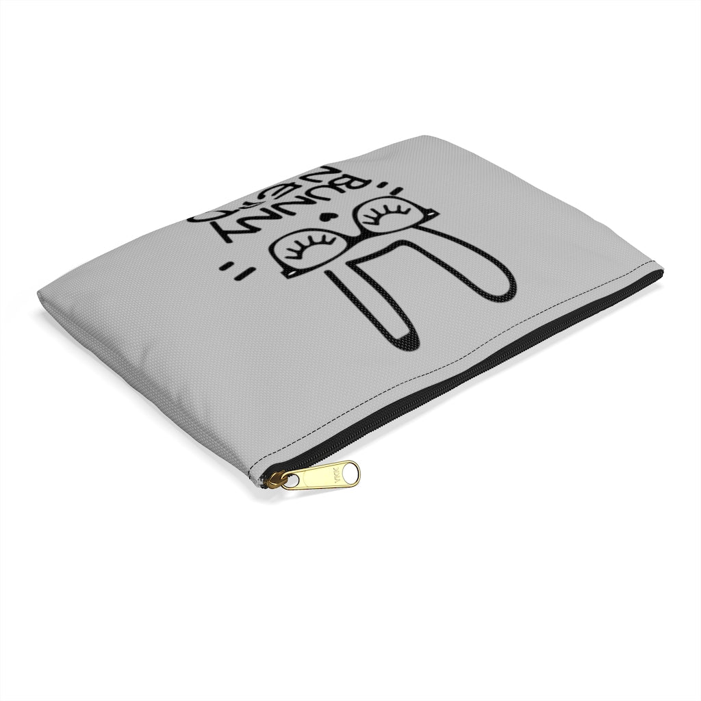Grey Bunny Nerd Flat Accessory Pouch