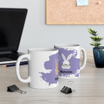 Load image into Gallery viewer, Peace Love Bunnies Purple on White Ceramic Mug
