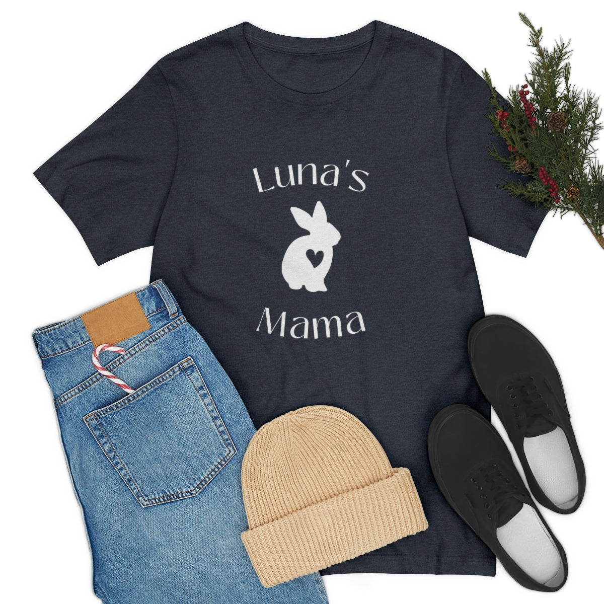 Custom Heart Bunny Mama Tee