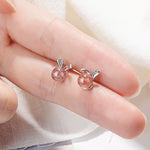 Load image into Gallery viewer, Strawberry Quartz Bunny Stud Earrings
