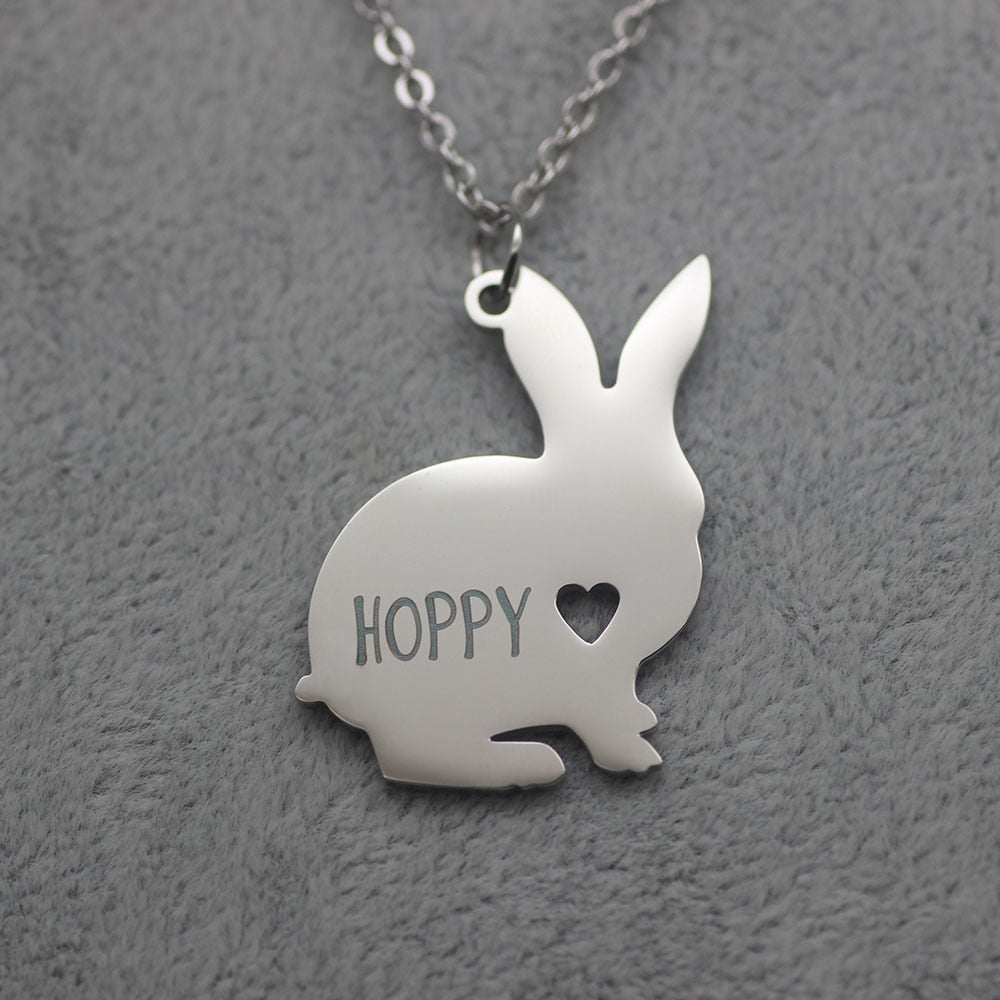 Custom Engraved Bunny Rabbit Necklace