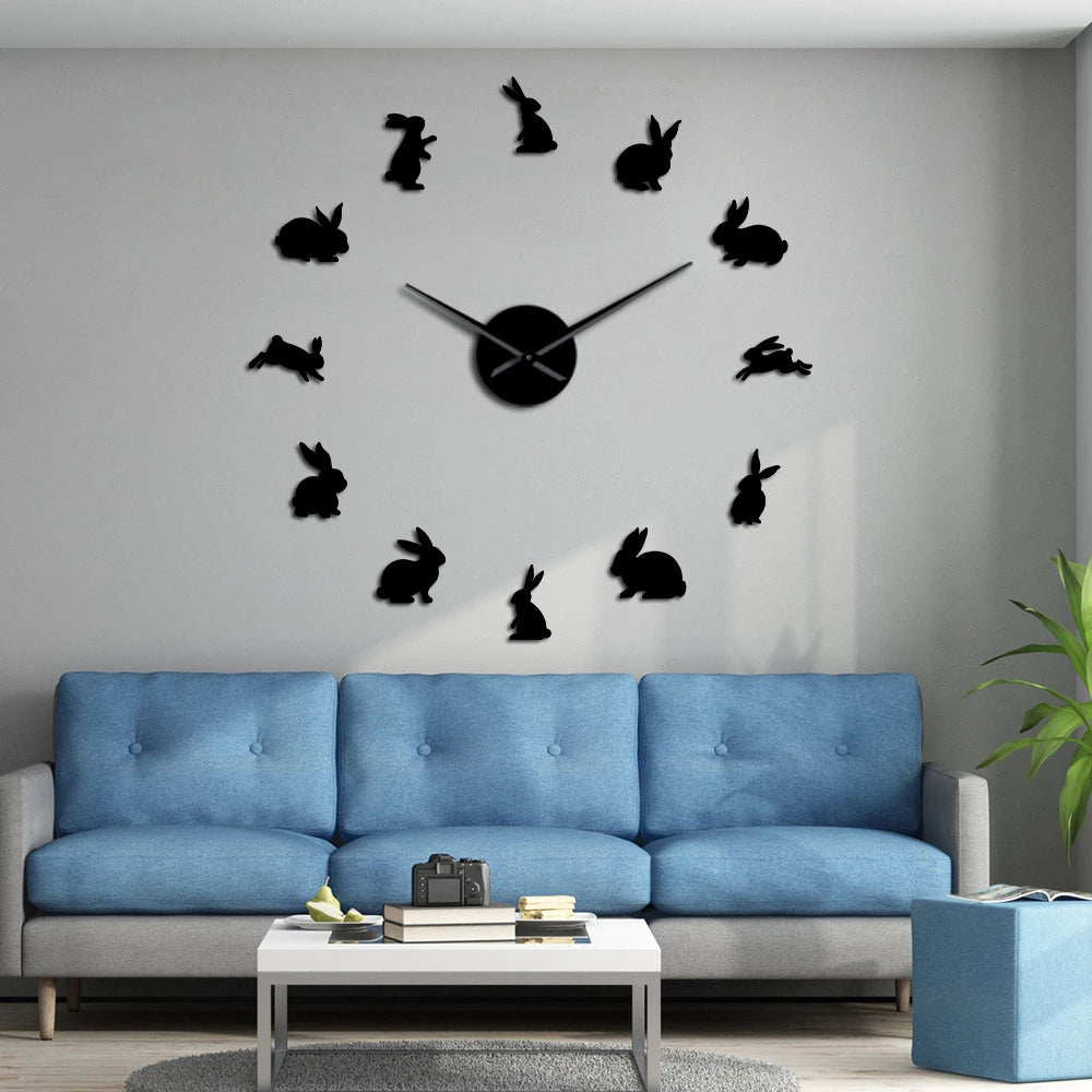 Oversized Bunny Mirror Wall Clock