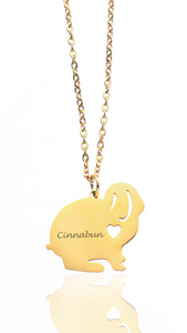 Custom Engraved Bunny Rabbit Necklace