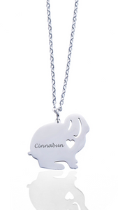 Custom Engraved Bunny Rabbit Necklace