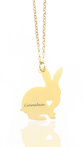 Custom Engraved Bunny Rabbit Necklace