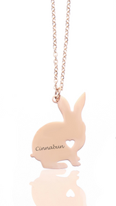 Custom Engraved Bunny Rabbit Necklace