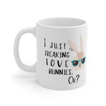 Load image into Gallery viewer, I Just Freaking Love Bunnies Mug
