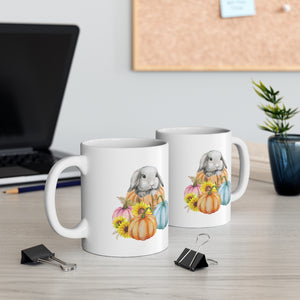 Watercolor Lop Bunny and Pumpkins Mug