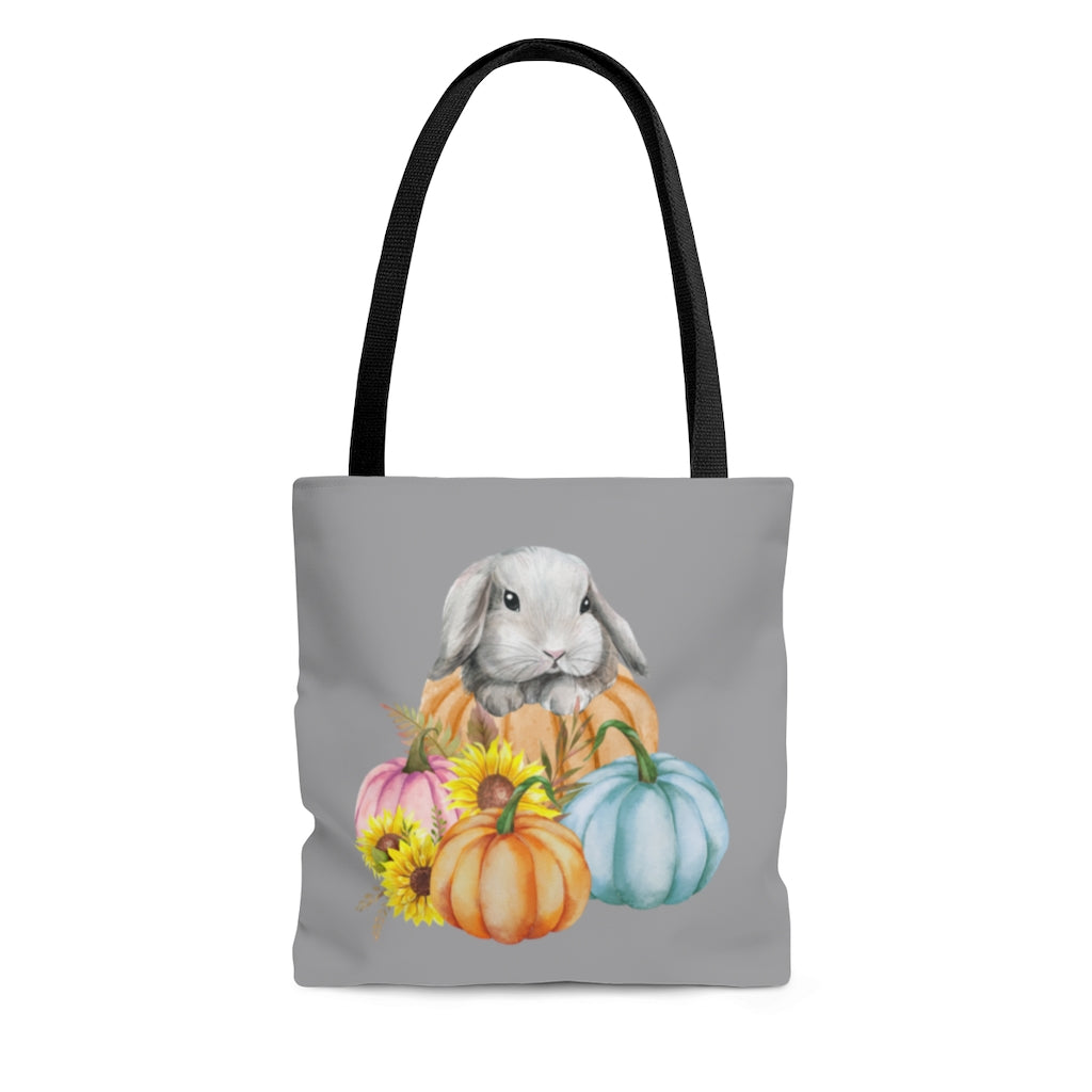 Watercolor Lop Bunny and Pumpkins Tote Bag