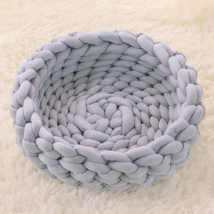 Chunky Knit Basket Bunny Bed