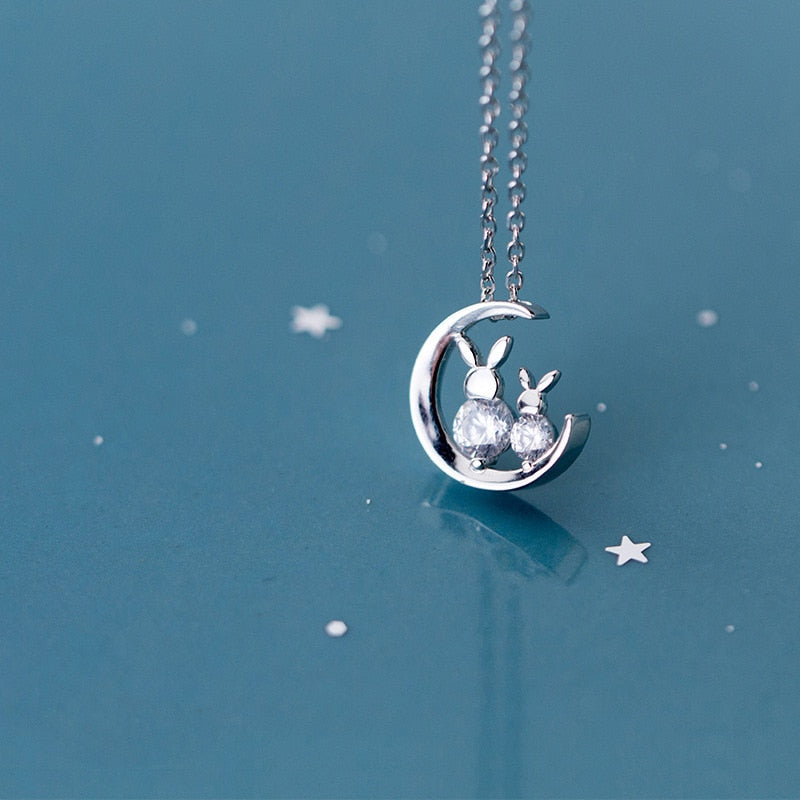 Over The Moon Bunnies Necklace