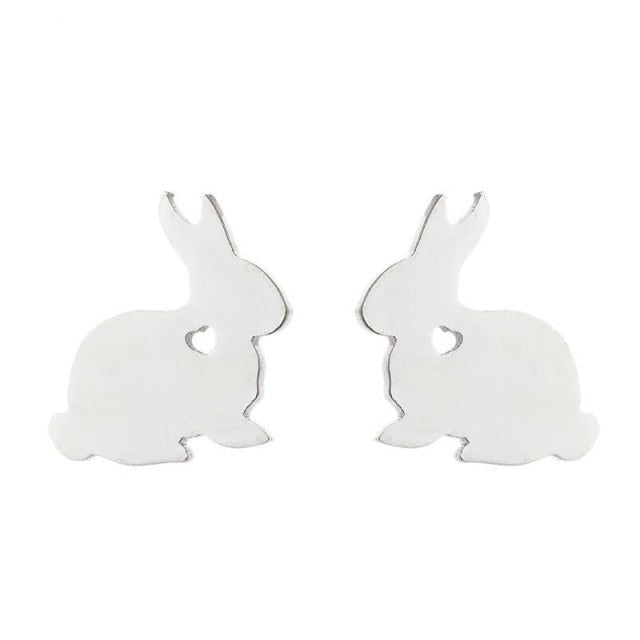 Mini Heart Bunny Rabbit Earrings